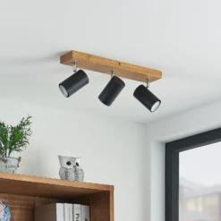 Lindby Deckenstrahler Maniva, 44cm, 3-flammig, schwarz, GU10