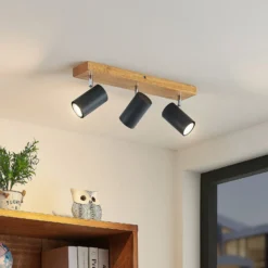 Lindby Deckenstrahler Maniva, 44cm, 3-flammig, schwarz, GU10