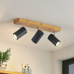 Lindby Deckenstrahler Maniva, 44cm, 3-flammig, schwarz, GU10