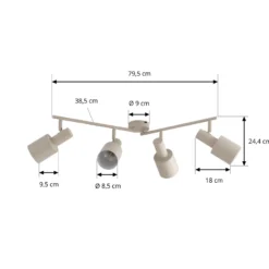 Lindby Deckenstrahler Ovelia, beige, 80 cm, 4-flammig, E27