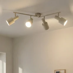 Lindby Deckenstrahler Ovelia, beige, 80 cm, 4-flammig, E27