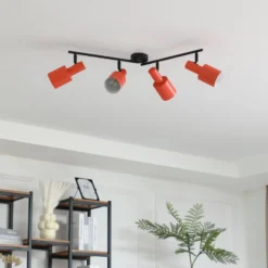 Lindby Deckenstrahler Ovelia, orange/schwarz, 4-flg., E27