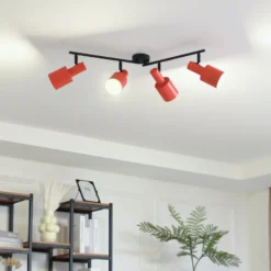 Lindby Deckenstrahler Ovelia, orange/schwarz, 4-flg., E27