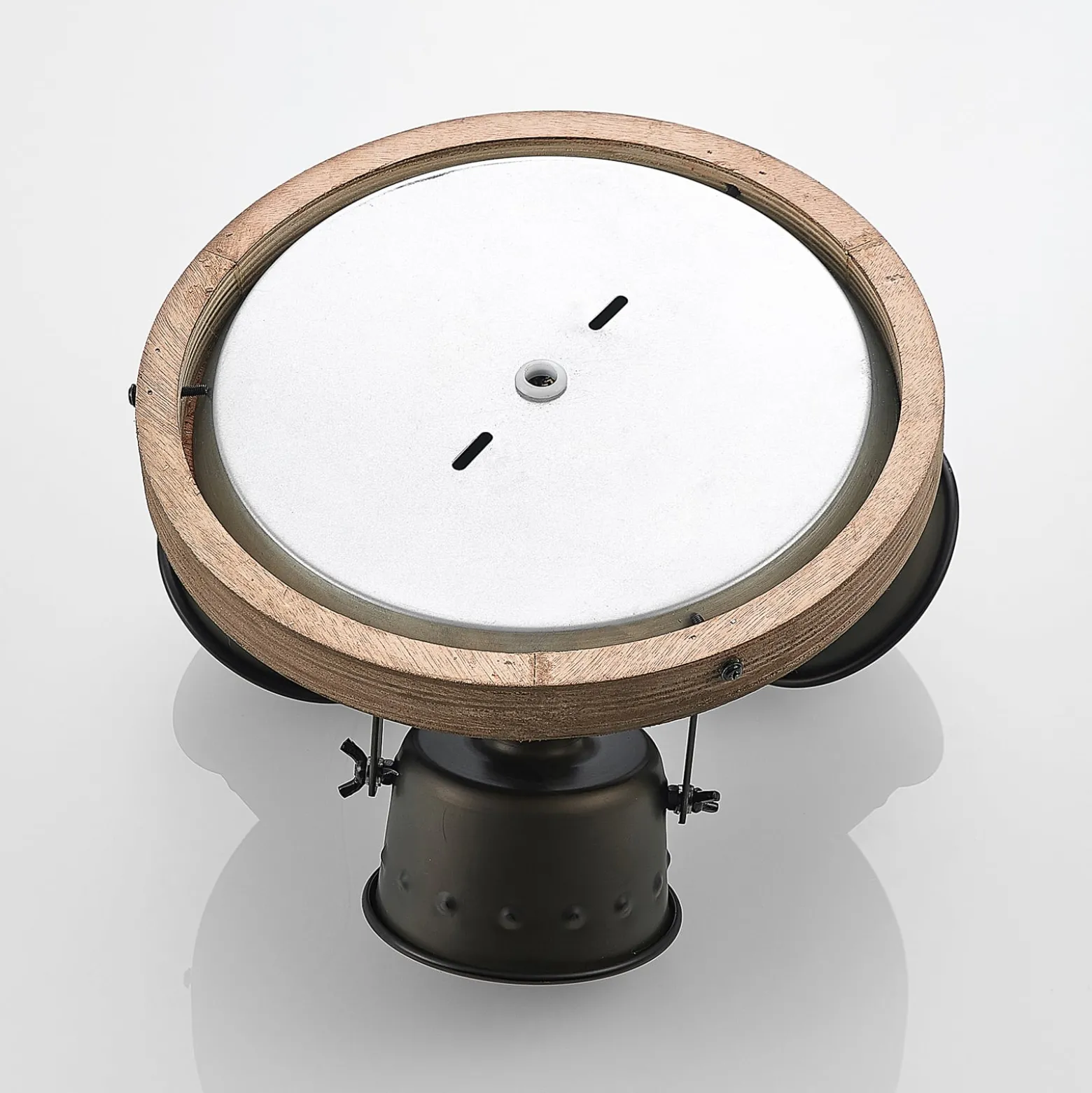 Lindby Deckenstrahler Rubinjo, Ø 31 cm, 3-flg., Holz, GU10