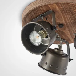 Lindby Deckenstrahler Rubinjo, Ø 31 cm, 3-flg., Holz, GU10