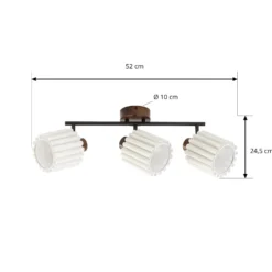 Lindby Deckenstrahler Shiloh, 3-flammig, walnuss/beige, Holz
