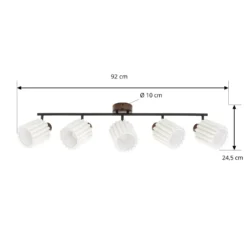 Lindby Deckenstrahler Shiloh, 5-flammig, walnuss/beige, Holz