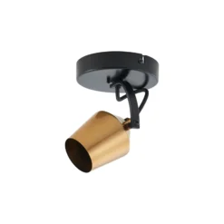 Lindby Deckenstrahler Sylveria, 1.flg., schwarz/gold, Eisen