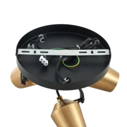 Lindby Deckenstrahler Sylveria, 3-flg., schwarz/gold, Eisen