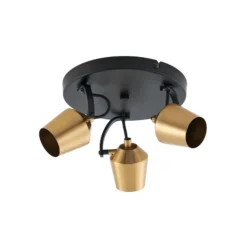 Lindby Deckenstrahler Sylveria, 3-flg., schwarz/gold, Eisen