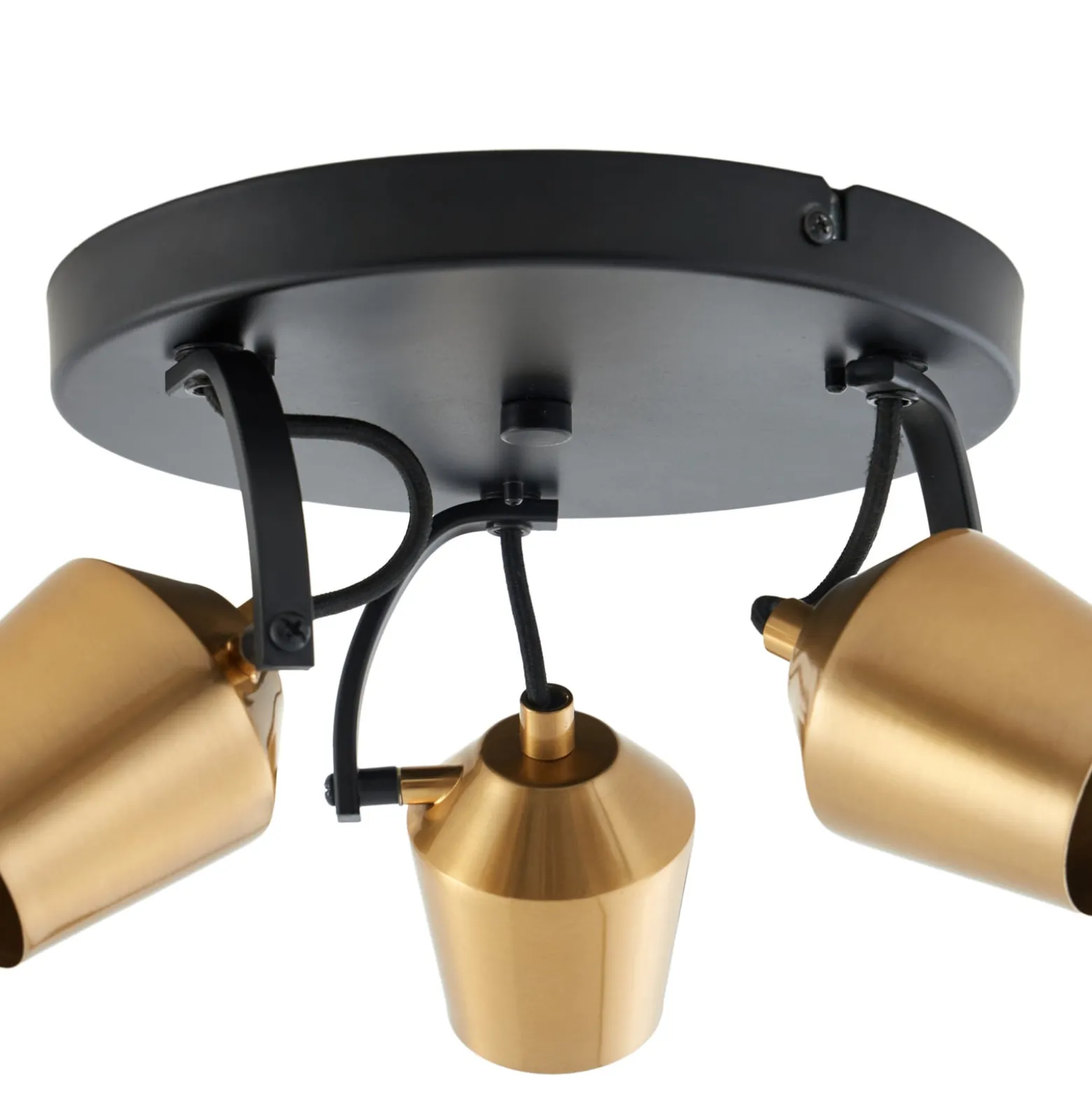 Lindby Deckenstrahler Sylveria, 3-flg., schwarz/gold, Eisen