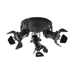 Lindby Deckenstrahler Tilen, 3-flg., schwarz, Metall, Ø 54cm