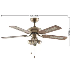 Lindby Deckenventilator mit Licht Anariki, leise, messing