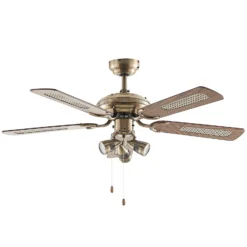 Lindby Deckenventilator mit Licht Anariki, leise, messing