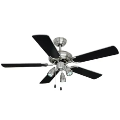 Lindby Deckenventilator mit Licht Anariki, leise, silber