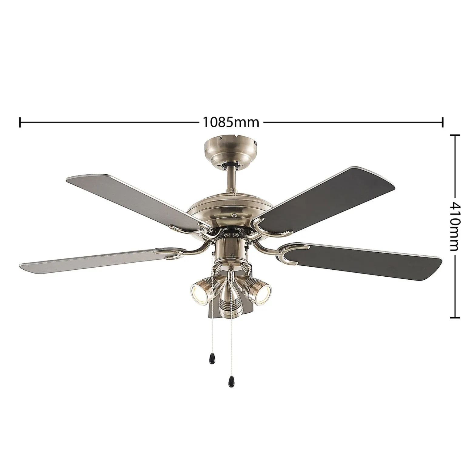 Lindby Deckenventilator mit Licht Anariki, leise, silber