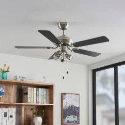 Lindby Deckenventilator mit Licht Anariki, leise, silber