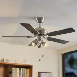 Lindby Deckenventilator mit Licht Anariki, leise, silber