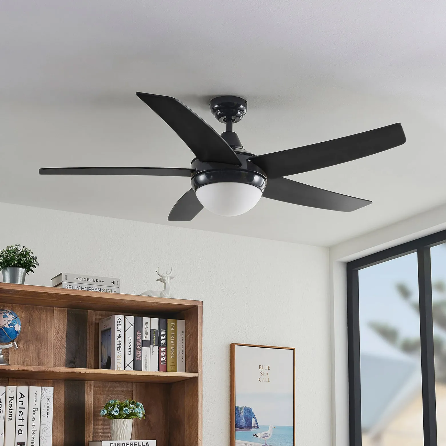 Lindby Deckenventilator mit Licht Auraya, leise, schwarz