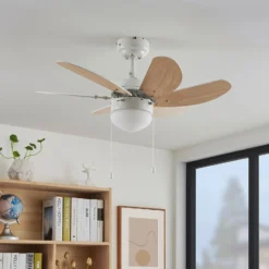 Lindby Deckenventilator mit Licht Minja, weiß, leise, Ø 80cm