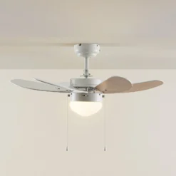 Lindby Deckenventilator mit Licht Minja, weiß, leise, Ø 80cm