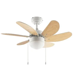 Lindby Deckenventilator mit Licht Minja, weiß, leise, Ø 80cm