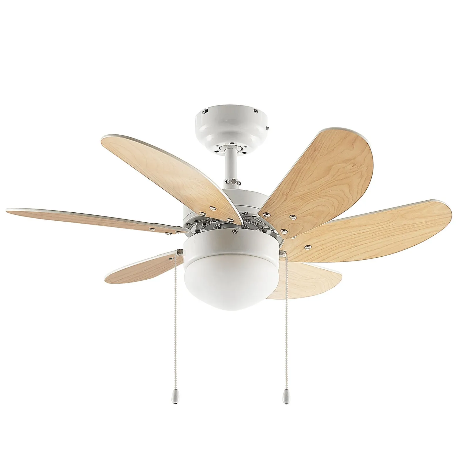 Lindby Deckenventilator mit Licht Minja, weiß, leise, Ø 80cm
