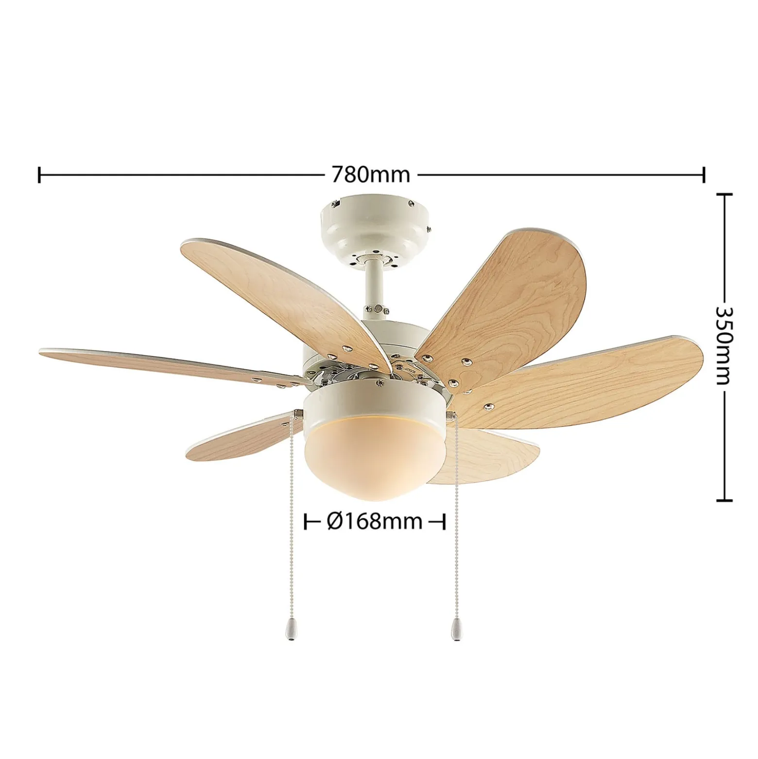 Lindby Deckenventilator mit Licht Minja, weiß, leise, Ø 80cm