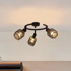 Lindby Eudoria Deckenlampe 3-flammig schwarz/gold