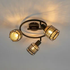 Lindby Eudoria Deckenlampe 3-flammig schwarz/gold