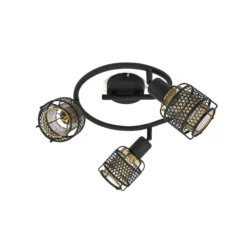 Lindby Eudoria Deckenlampe 3-flammig schwarz/gold