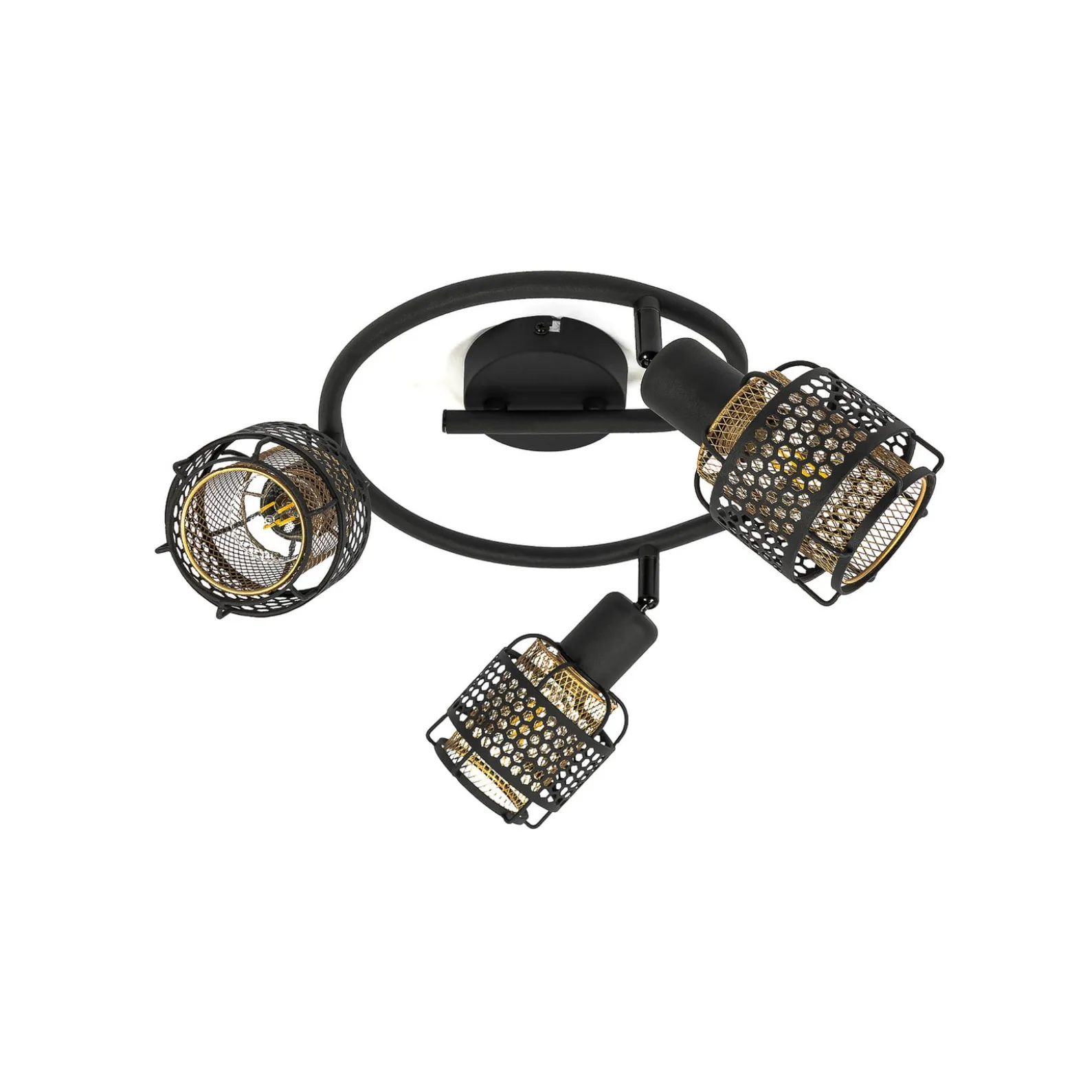 Lindby Eudoria Deckenlampe 3-flammig schwarz/gold