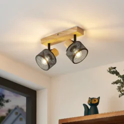 Lindby Evinora Deckenstrahler aus Holz, 2-flammig