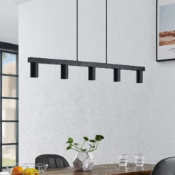 Lindby Hängelampe Baliko, schwarz, 116 cm, 5-flammig, GU10