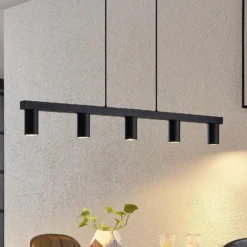 Lindby Hängelampe Baliko, schwarz, 116 cm, 5-flammig, GU10
