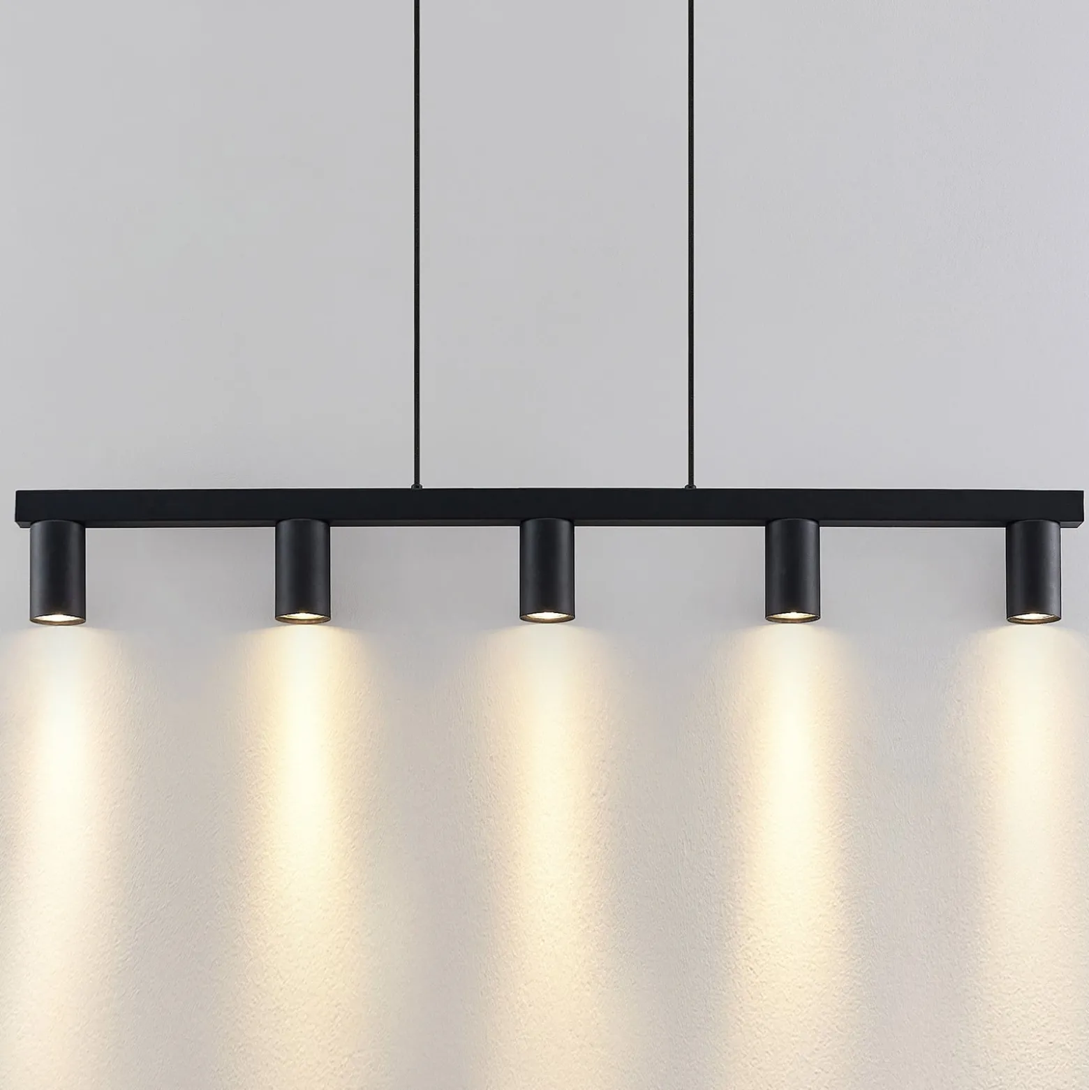 Lindby Hängelampe Baliko, schwarz, 116 cm, 5-flammig, GU10