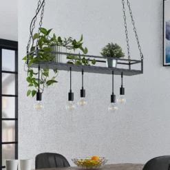 Lindby Hängelampe Kirista, 5-flg., schwarz, 100 cm, E27