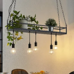 Lindby Hängelampe Kirista, 5-flg., schwarz, 100 cm, E27