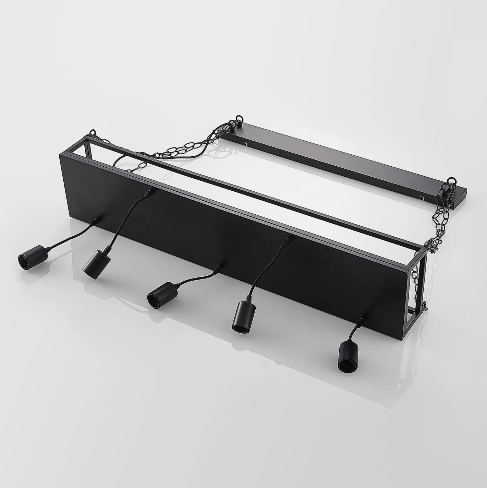 Lindby Hängelampe Kirista, 5-flg., schwarz, 100 cm, E27