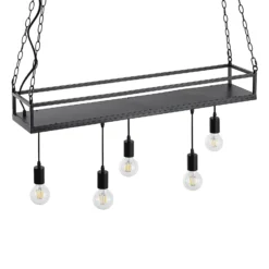 Lindby Hängelampe Kirista, 5-flg., schwarz, 100 cm, E27
