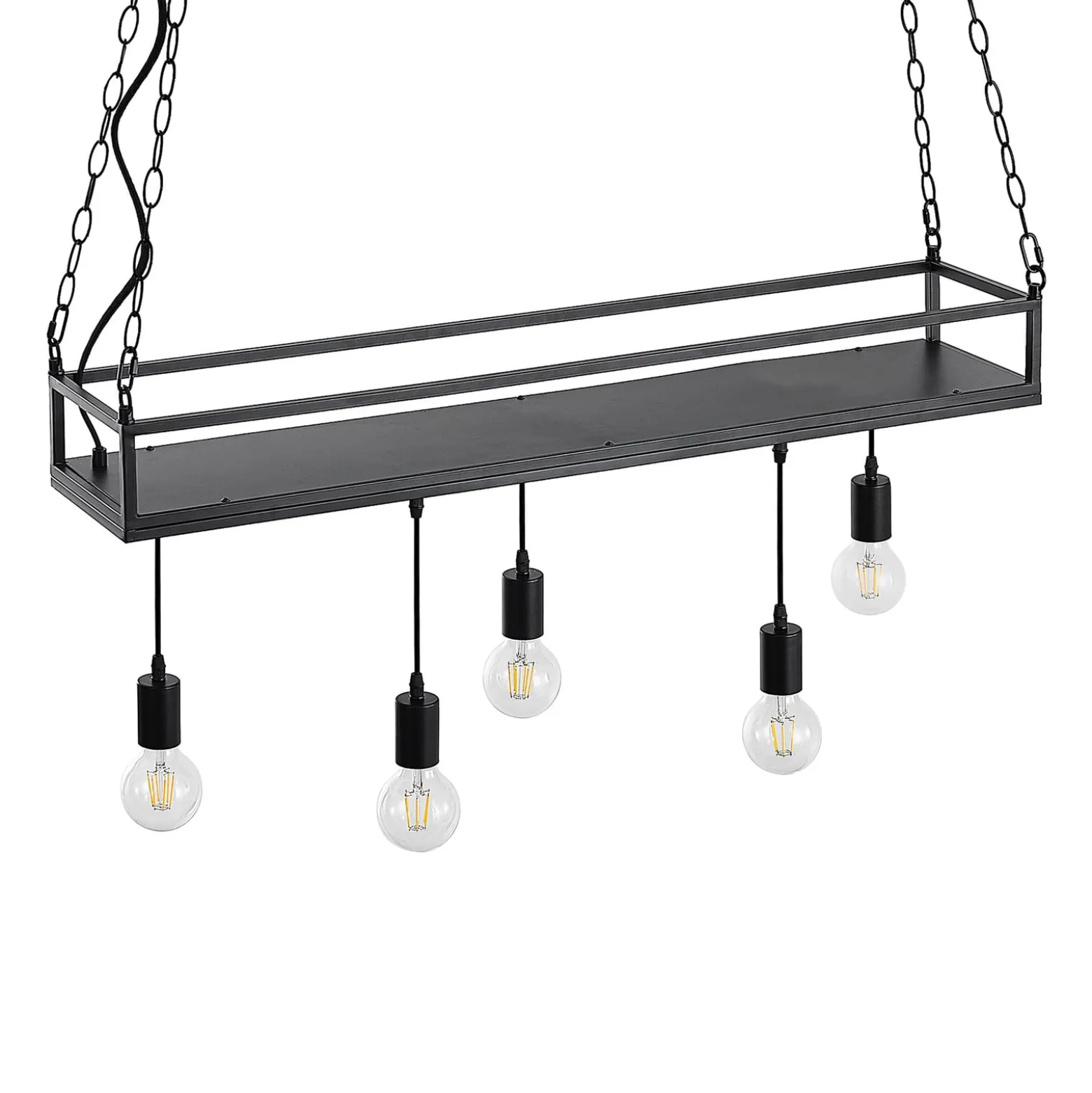 Lindby Hängelampe Kirista, 5-flg., schwarz, 100 cm, E27