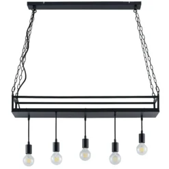 Lindby Hängelampe Kirista, 5-flg., schwarz, 100 cm, E27