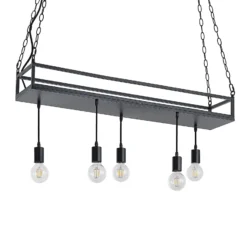Lindby Hängelampe Kirista, 5-flg., schwarz, 100 cm, E27
