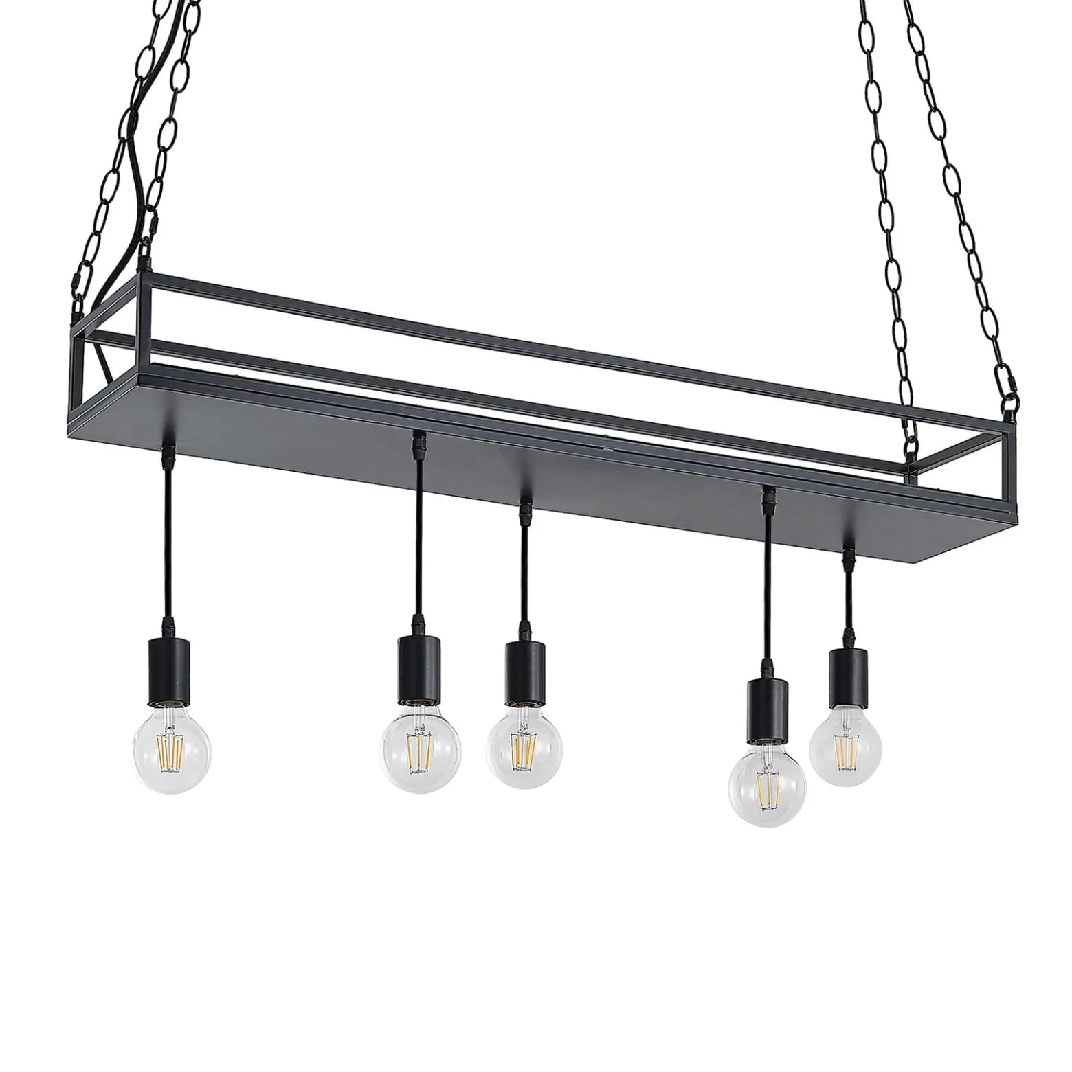 Lindby Hängelampe Kirista, 5-flg., schwarz, 100 cm, E27