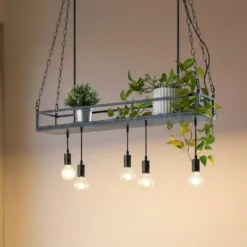 Lindby Hängelampe Kirista, 5-flg., schwarz, 100 cm, E27