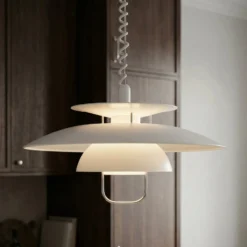 Lindby Hängelampe Nadija, weiß, 43 cm, höhenverstellbar, E27