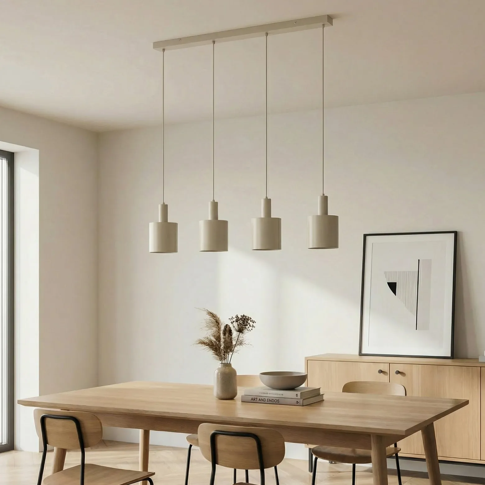 Lindby Hängelampe Ovelia, beige, 4-flammig, Metall, E27