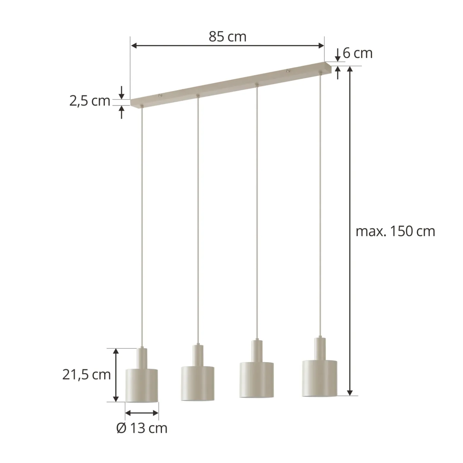 Lindby Hängelampe Ovelia, beige, 4-flammig, Metall, E27