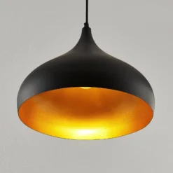 Lindby Hängelampe Ritana, 2er-Set, schwarz-gold, Metall, E27