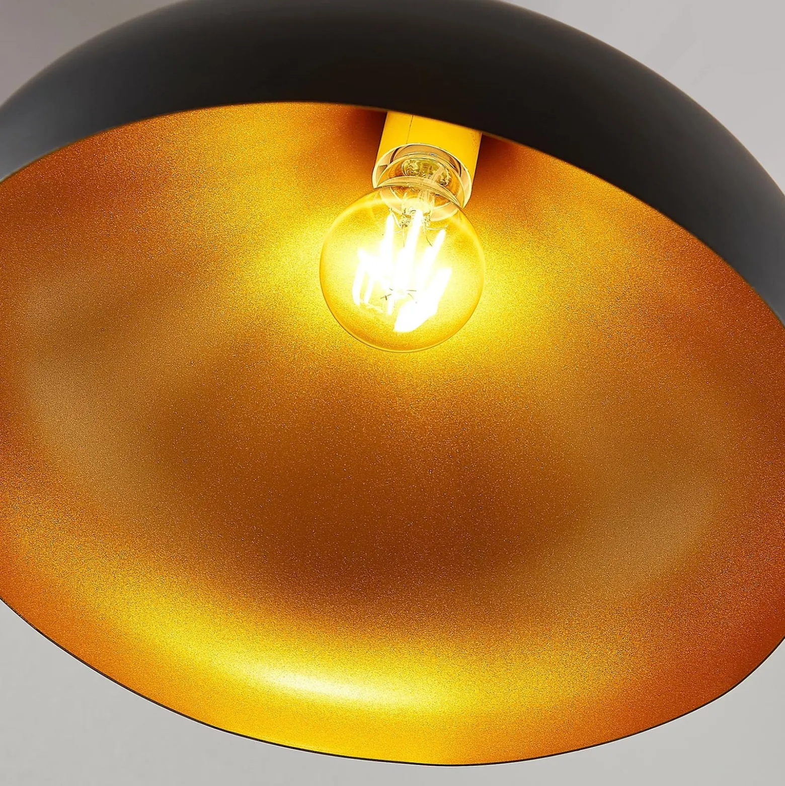 Lindby Hängelampe Ritana, 2er-Set, schwarz-gold, Metall, E27